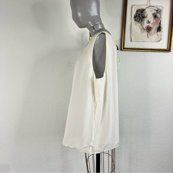 Linda Allard Ellen Tracy Silk Chiffon Crinkle Overlay Shell Tank Top Sleeveless - Picture 3 of 6